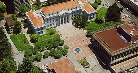Aerial view of Sproul Plaza