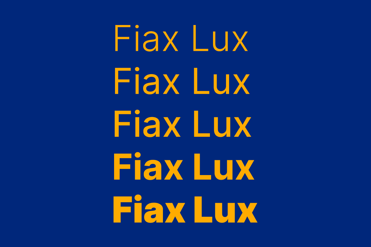 Examples of the brand typography spelling out Fiat Lux